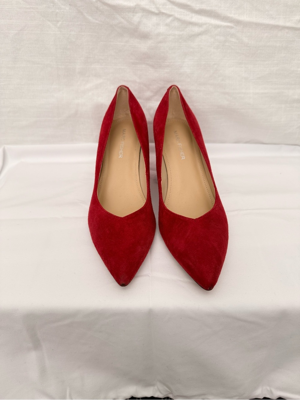 Marc Fisher Red Suede Pointed-Toe Pumps